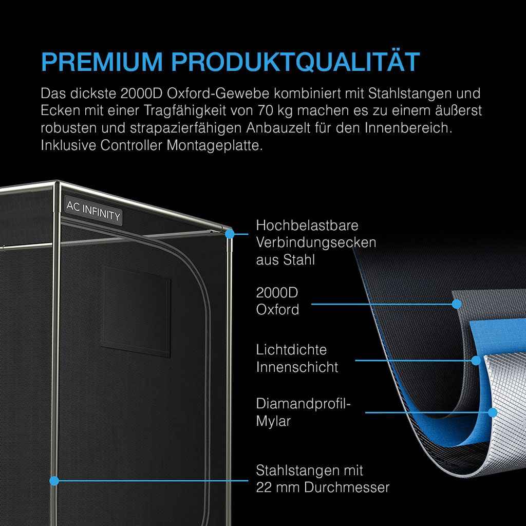 AC Infinity Advance Grow Tent Kit PRO 120×120×200 cm – Complete WiFi Kweektent Set met EVO6 LED, Cloudline T6 Ventilatie & Controller 69 PRO