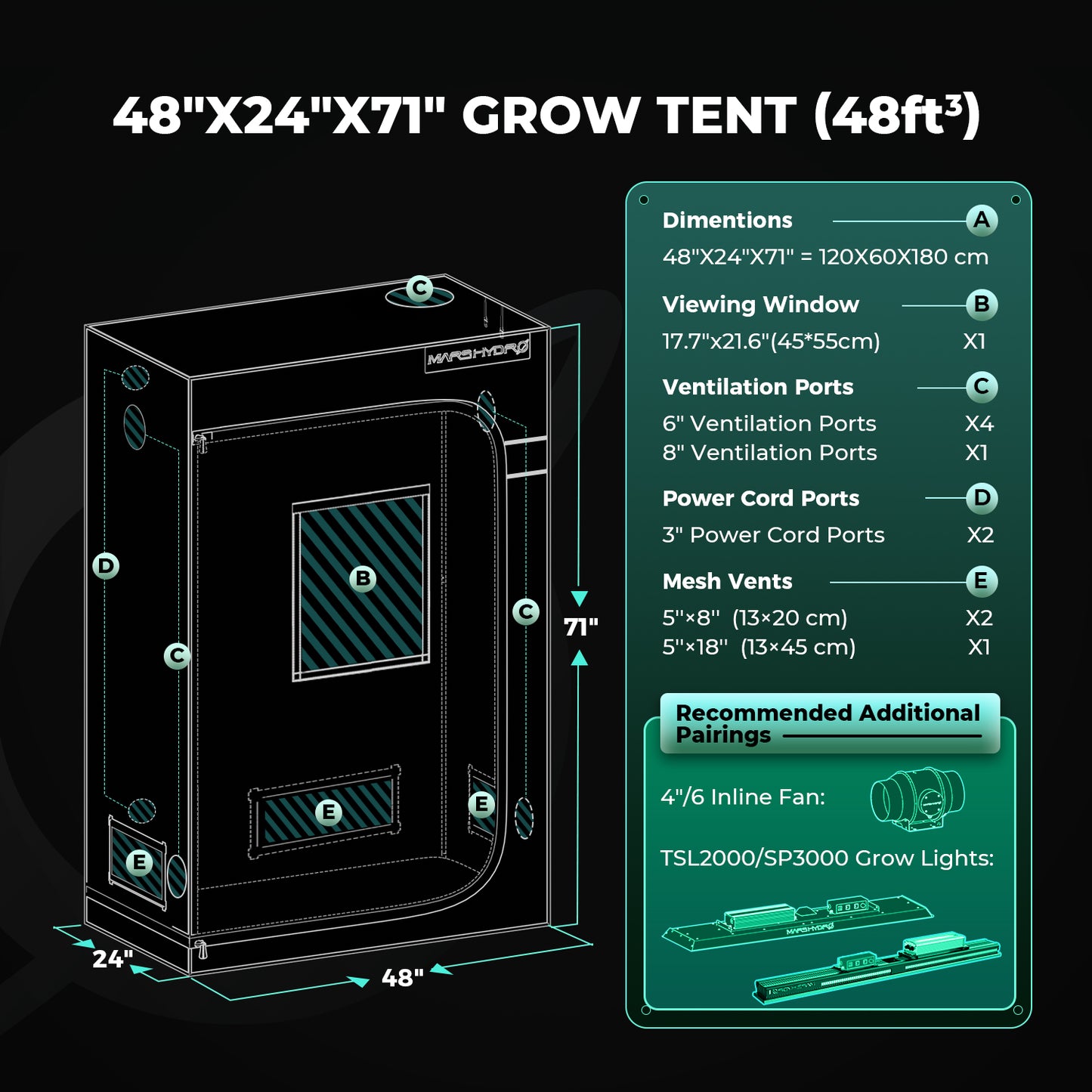 Mars Hydro Grow Tent Pro met groot kijkvenster voor plantcontrole | Mars Hydro Grow Tent Pro with large viewing window for plant monitoring | Mars Hydro Grow Tent Pro mit großem Sichtfenster zur Pflanzenkontrolle