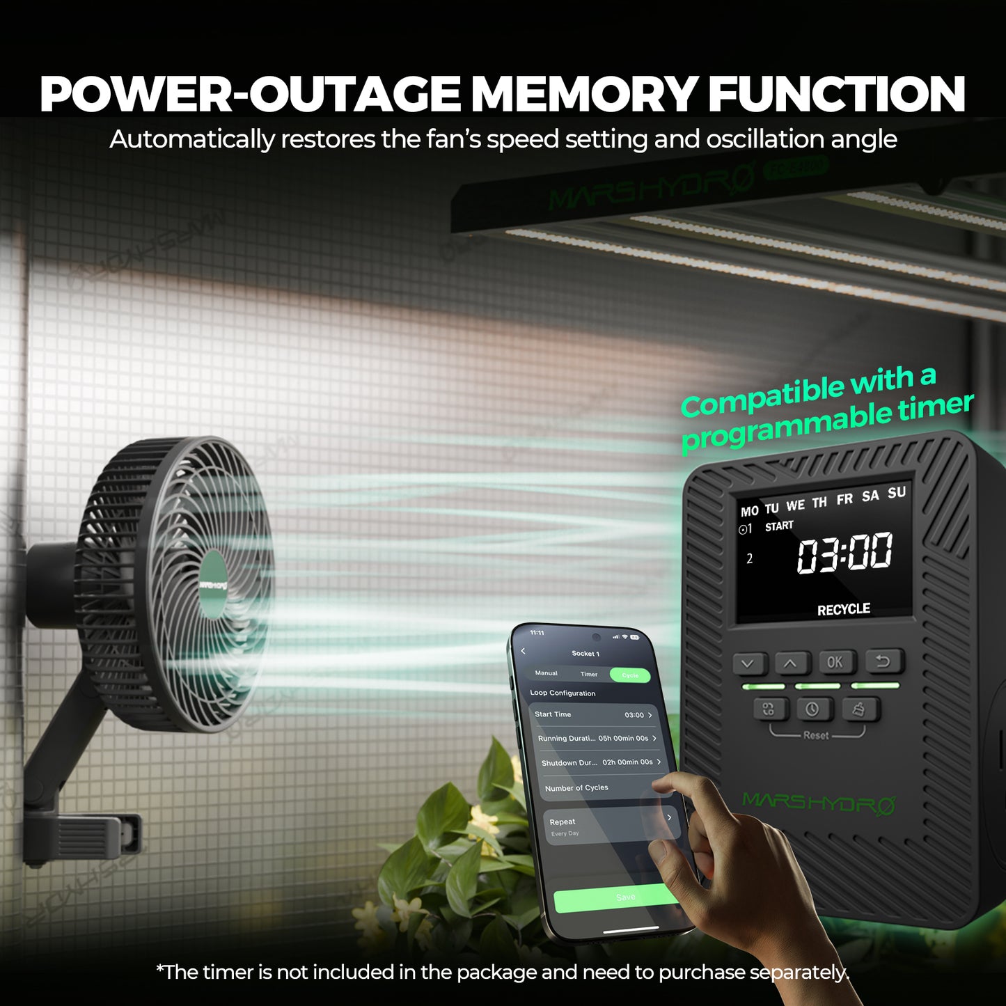 Mars Hydro M6 Grow Tent Clip Fan 6 Zoll automatisch oszillierender Lüfter