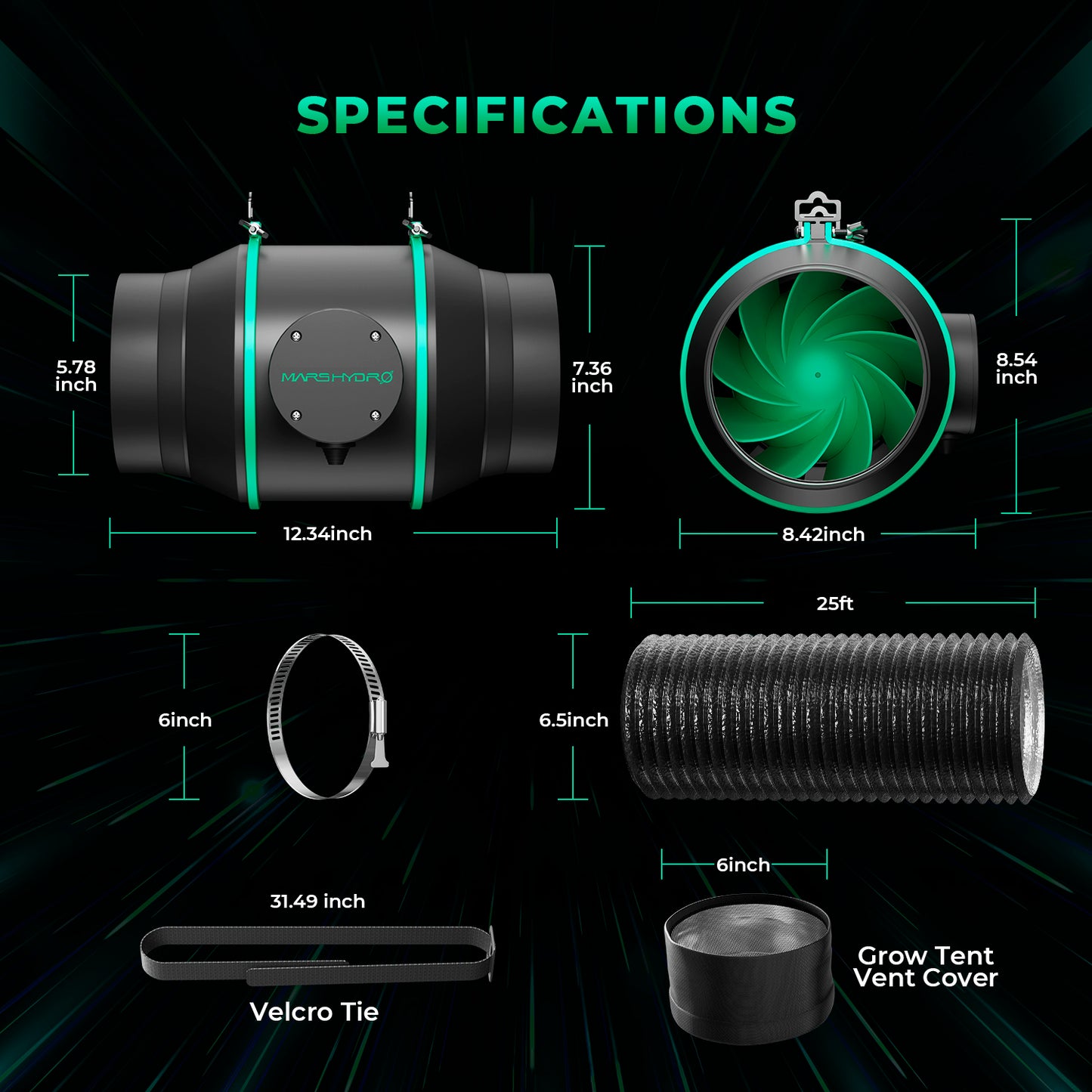 Mars Hydro FC4800 EVO Complete Grow Tent Kit – 480W Samsung LED + 120 × 120 cm Tent + 6″ Ventilation System