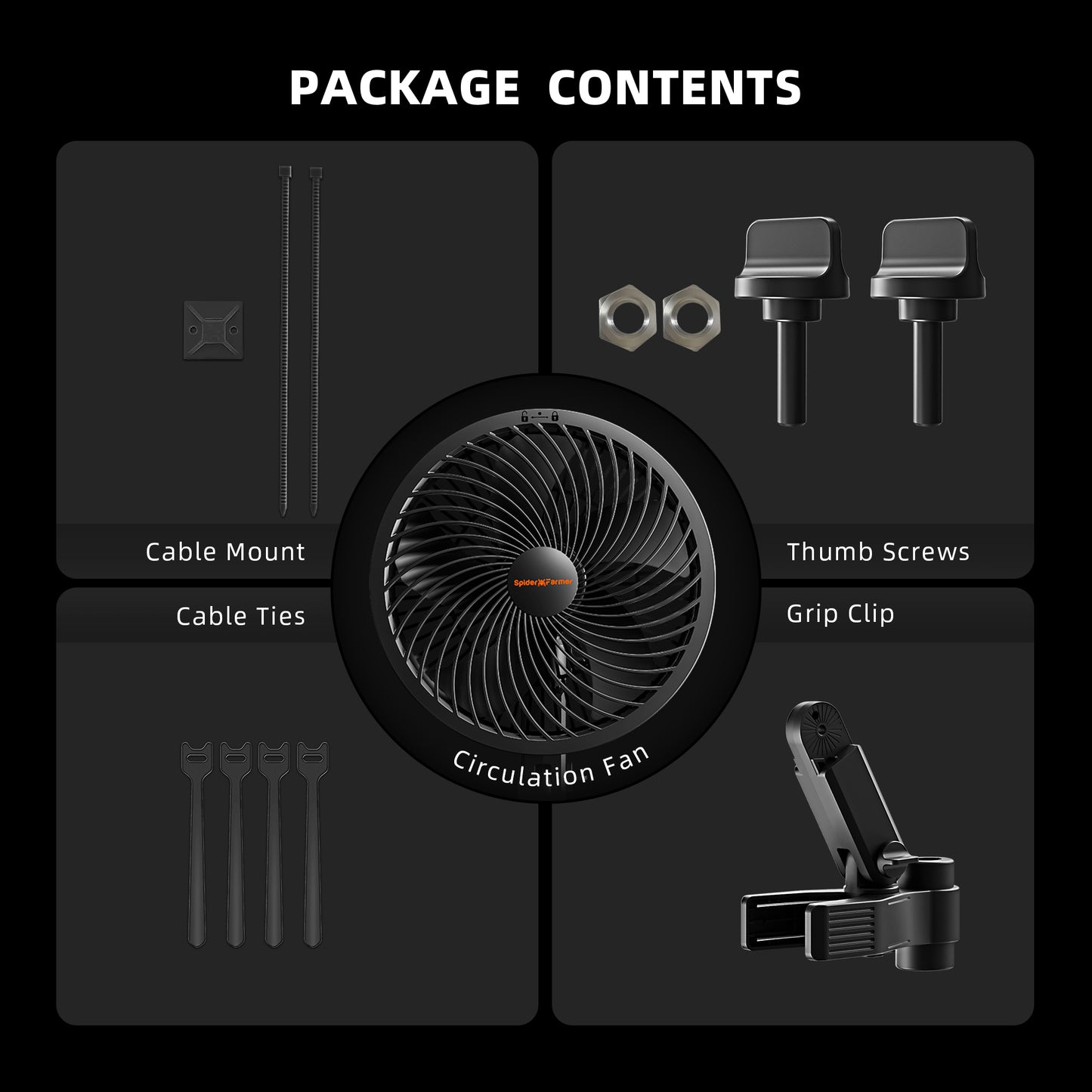 Spider Farmer 15cm stille ventilator | Quiet Oscillating Grow Fan | Geräuscharmer Clip-Ventilator