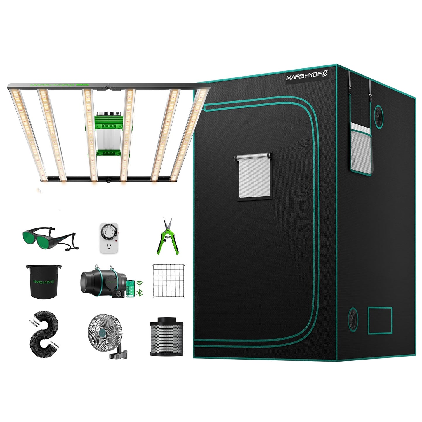Mars Hydro FC4800 EVO Complete Grow Tent Kit – 480W Samsung LED + 120 × 120 cm Tent + 6″ Ventilation System