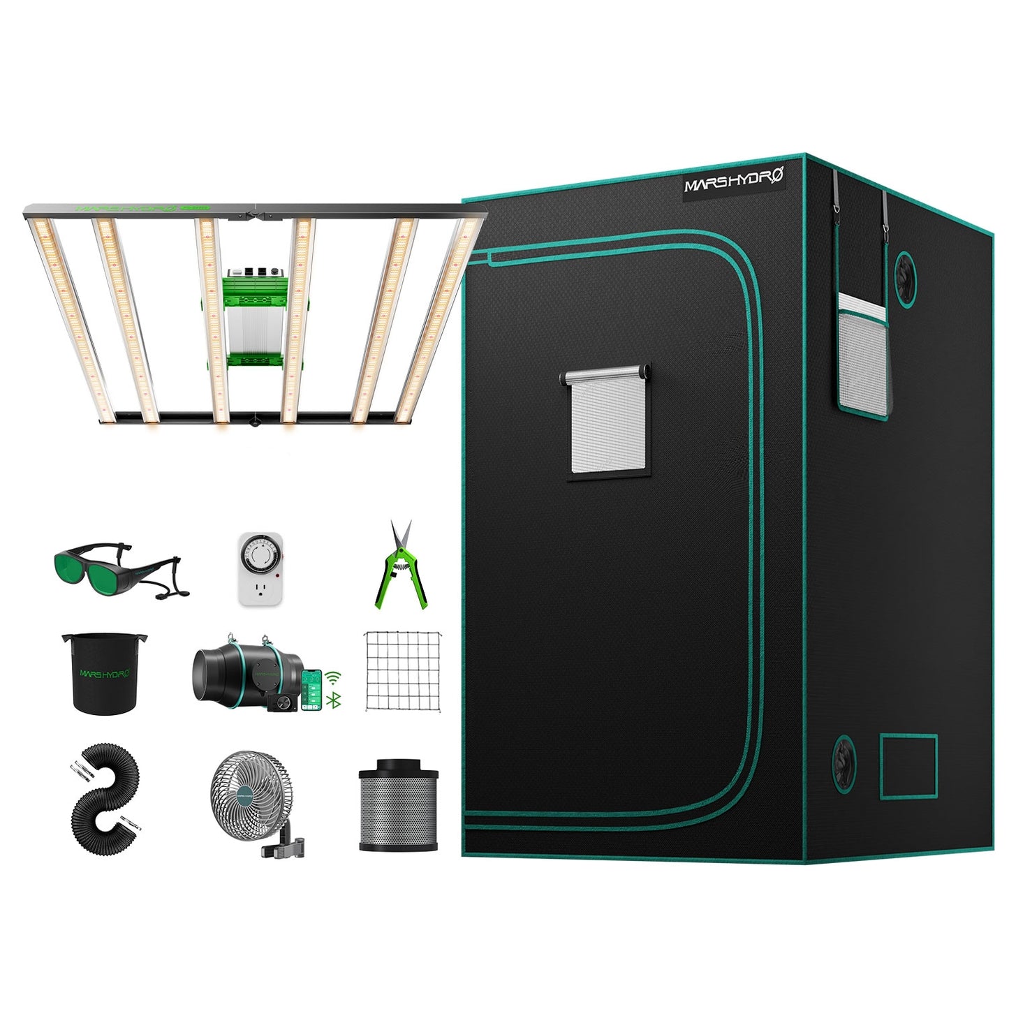 Mars Hydro FC E4800 Complete Kweek Tent Kit – 480W LED + 120 × 120 cm Tent + 6″ Ventilatiesysteem