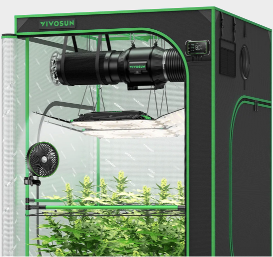 Vivosun GIY-SGS-44 Pro Smart Grow Kweektent Kit 4×4 (122×122×160 cm) – Complete Binnenkweek Set met LED Grow Lights, Inline Ventilator & App-Controller