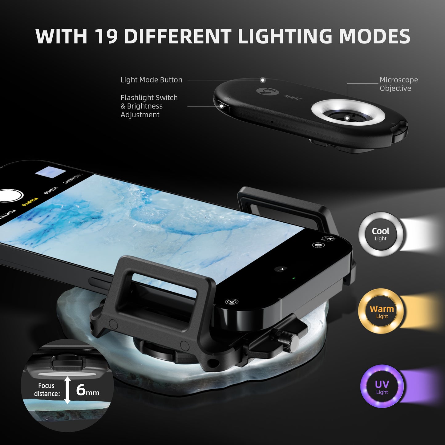 2025 Spider Farmer 200X Trichomes Microscope Smartphone Lens with LED & UV, Nano Zoom, CPL