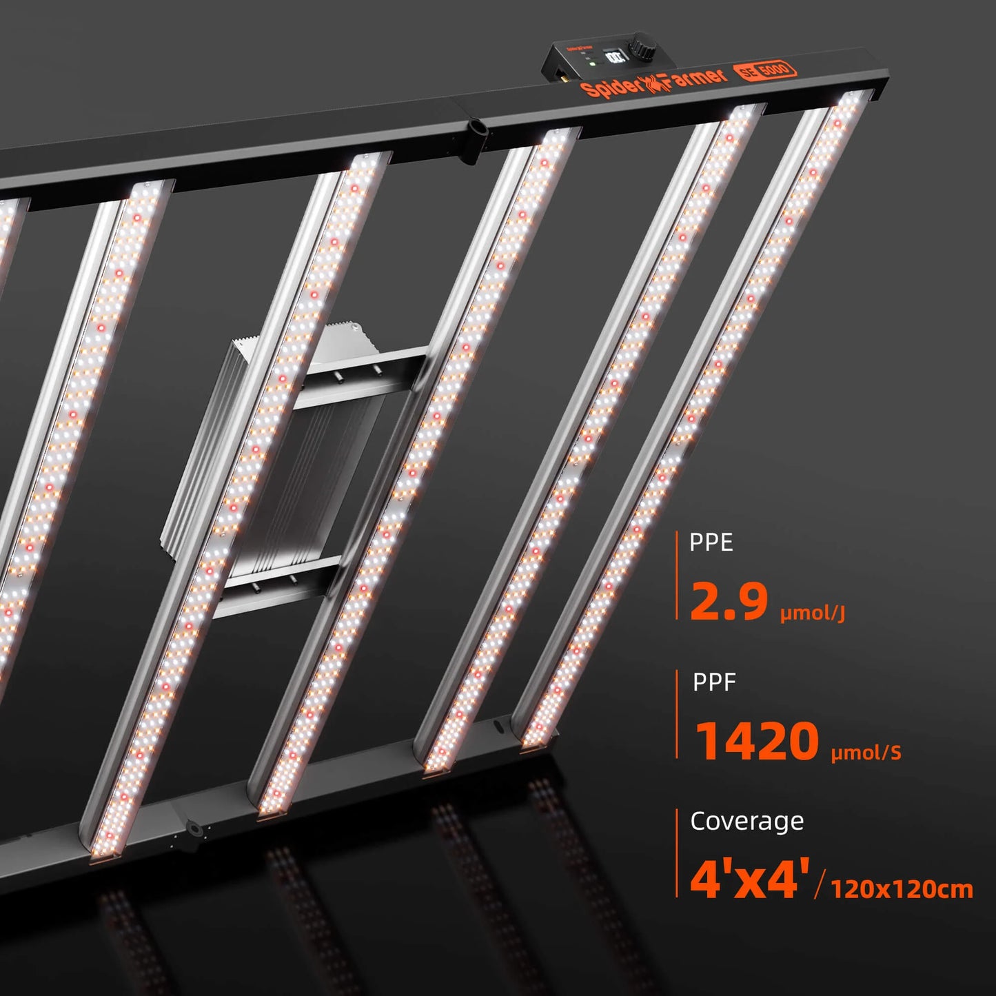 Spider Farmer SE5000 EVO Grow Tent Kit Complete – 120×120×200 cm Tent + 480W Full Spectrum LED + New 6” Ventilation System with GGS Controller