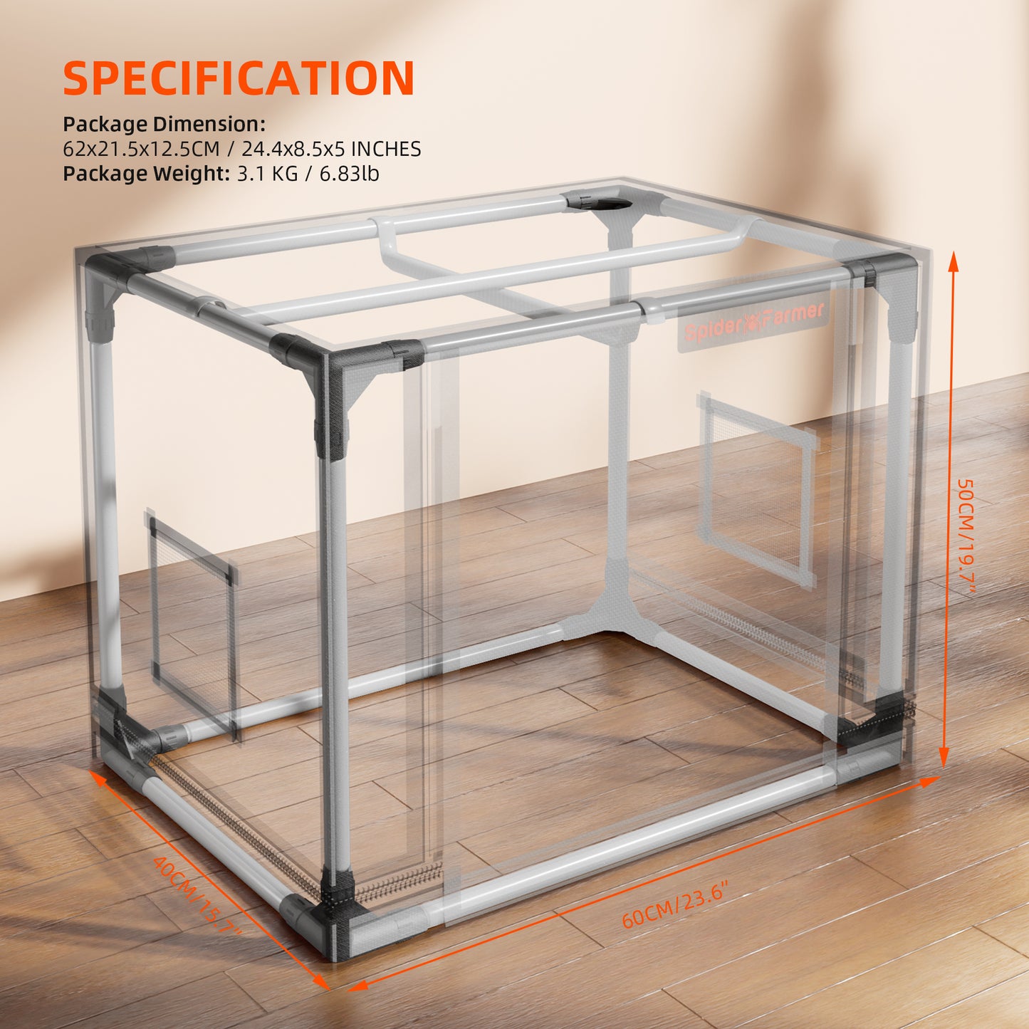 Spider Farmer 60×40×50 cm Indoor Grow Tent – 2000D Reflective Grow Tent + SmartG12 Hydroponic System