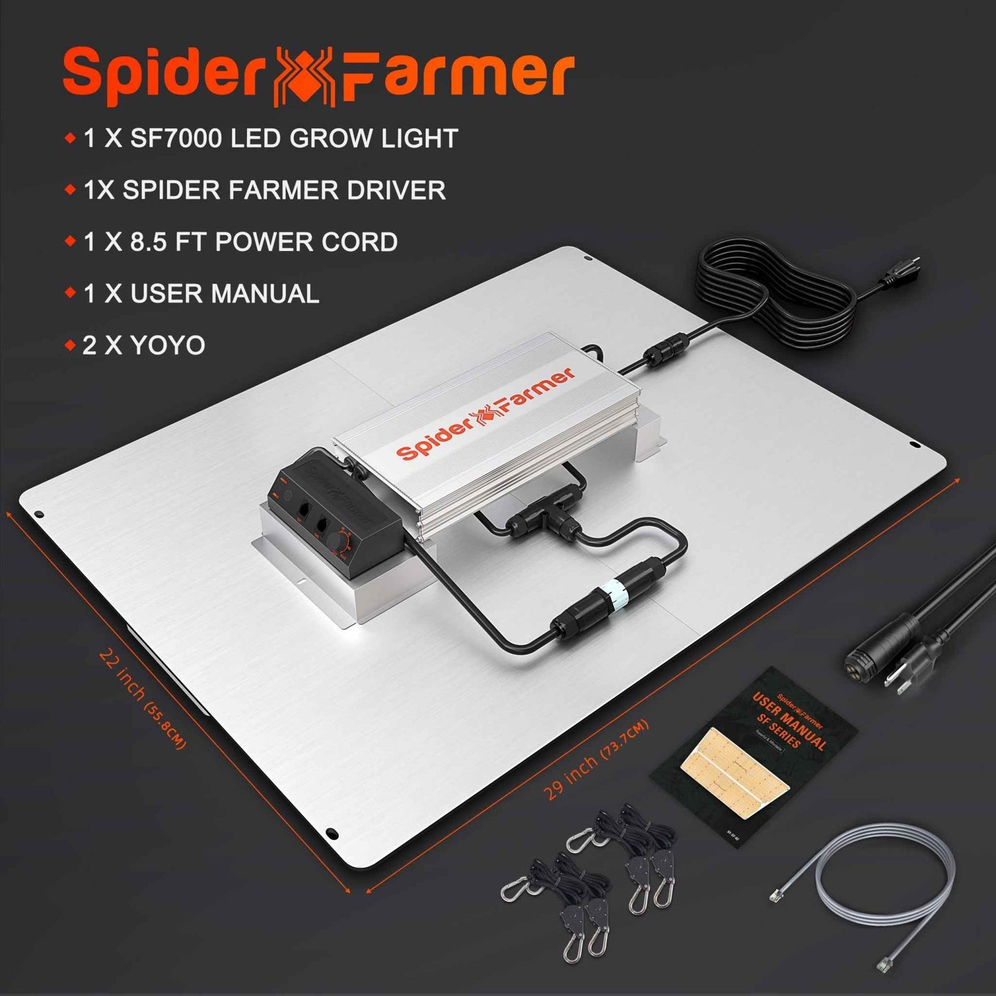 Spider Farmer SF7000 650W LED Groeilamp – Dimbare Full Spectrum Kweektent Verlichting (2.8 µmol/J)