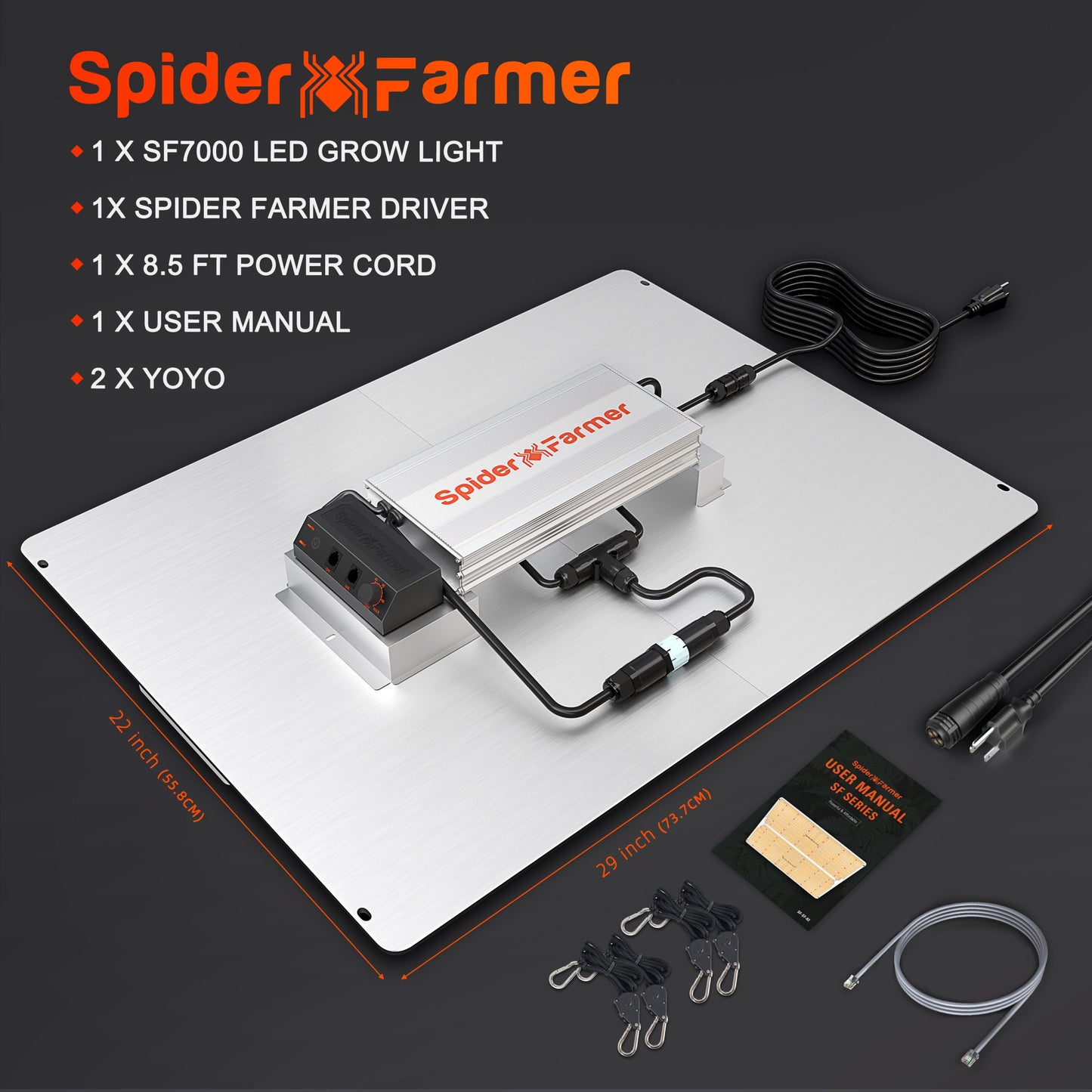 Spider Farmer SF7000 – Dimmbares Vollspektrum-LED-Wachstumslicht (2,9 µmol/J)