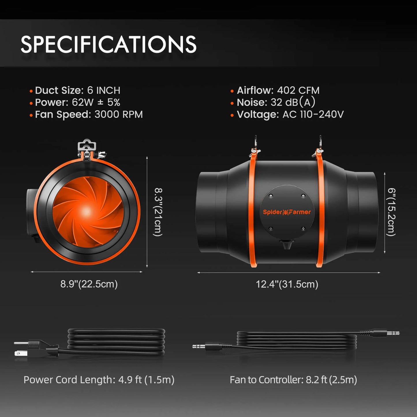 Spider Farmer SF7000 Kweek Tent Kit Compleet – 150×150×200 cm Tent + 650W Samsung LED + 6″ Ventilatie + Clipfan + Klimaatcontroller