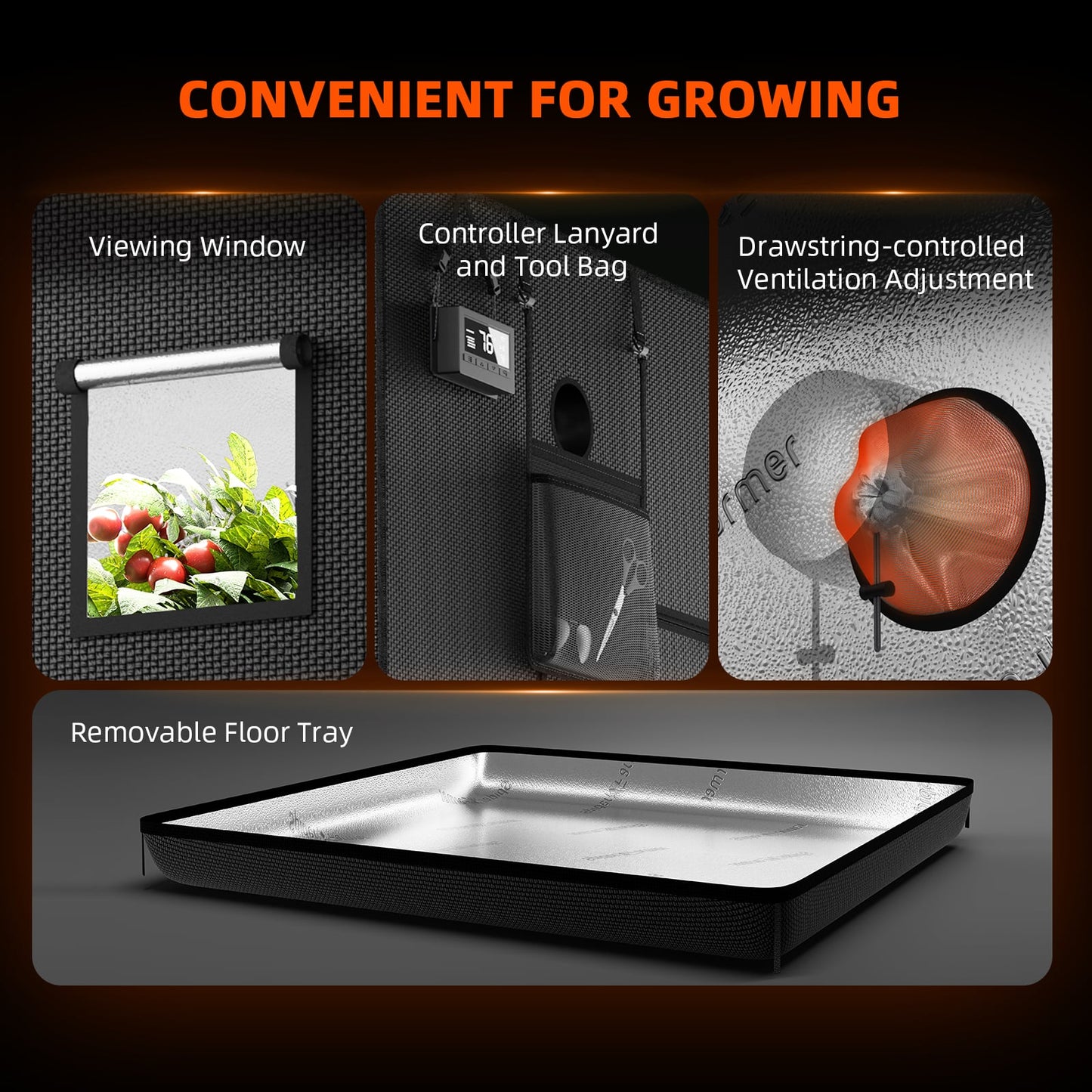 Spider Farmer SE4500 Kweek Tent Compleet – 70×140×200 cm Tent + 320W Full Spectrum LED + 4” Ventilatiesysteem met GGS Controller