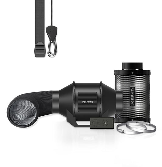 AC Infinity Air Filtration Kit 100 mm, Inline Fan with Speed Controller, Carbon Filter & Ducting Combo