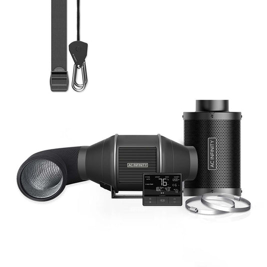 AC Infinity Air Filtration Kit PRO 100 mm – Inline Fan met Slimme Controller, Koolstoffilter en Ducting Combo