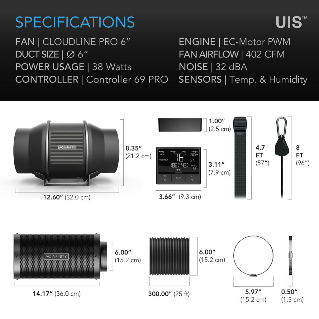 ac infinity air filtration kit pro inline fan reflective ducting kweektent zelt
