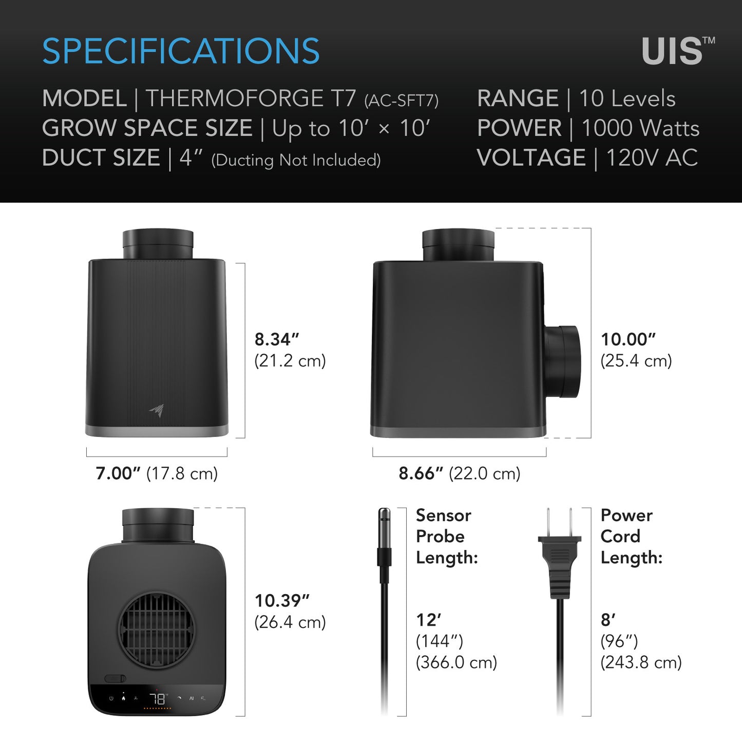 AC Infinity heater met slimme temperatuurregeling / smart temperature control heater / intelligente Temperaturregelung Heizung