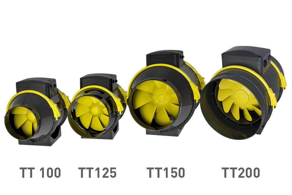 TT extractor fan 100mm voor geurafvoer bloeifase / TT extractor fan 100mm for odor control flowering stage / TT Abluftventilator 100mm für Geruchskontrolle Blütephase
