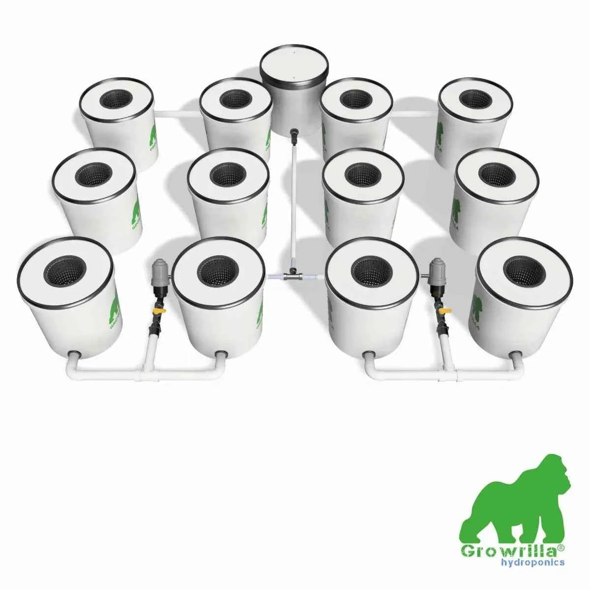 Growrilla RDWC 2.0 – 12 Potten RDWC Hydroponisch Kweeksysteem voor Binnenkweek met Recirculerende Deep Water Culture