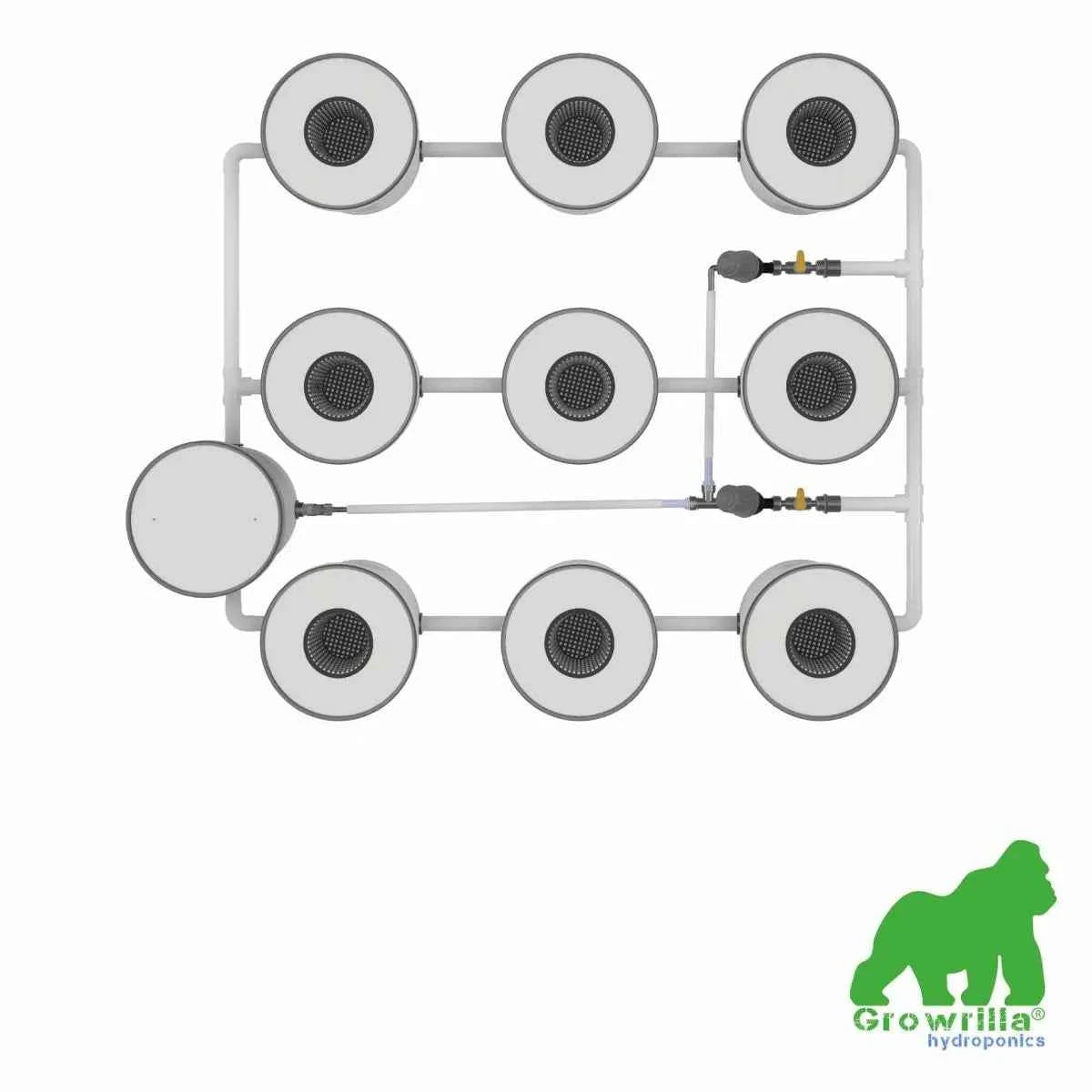 Growrilla RDWC 2.0 9 Potten Hydroponisch Kweeksysteem – Recirculerend Deep Water Culture Systeem voor Professionele Binnenkweek