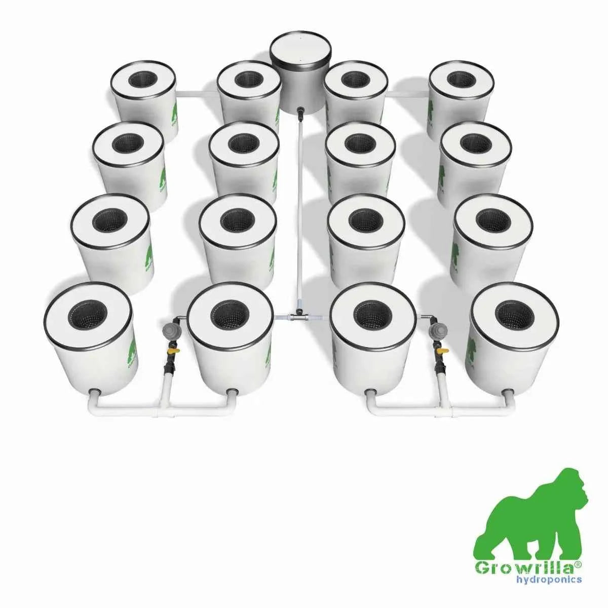 Growrilla RDWC 2.0 – 16-Pot Hydroponisch RDWC Kweeksysteem voor Professionele Binnenkweek & Grote Indoor Kweekruimtes
