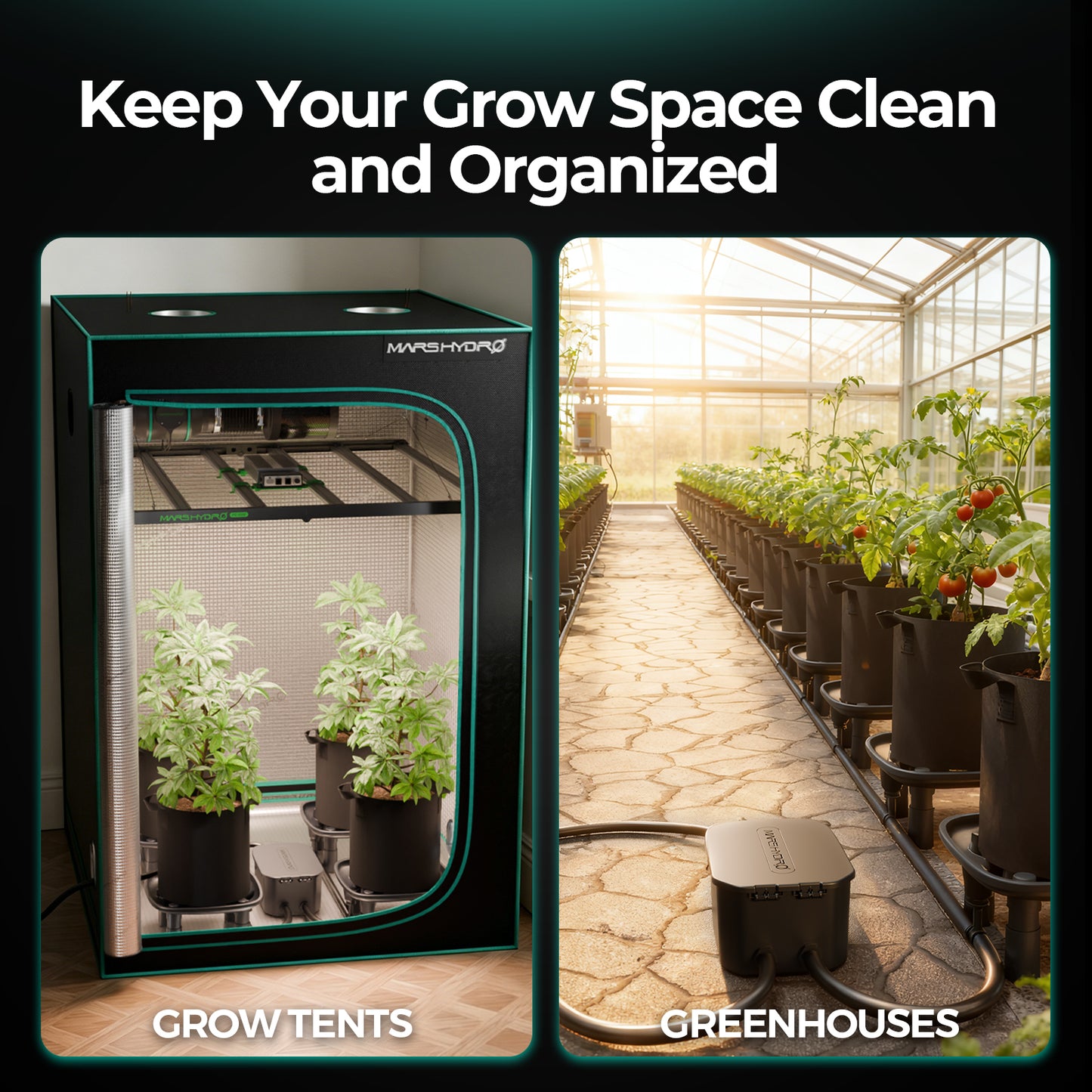 Mars Hydro drainagebak met wateropvang en waterpomp | Mars Hydro drainage tray with water collection box and pump | Mars Hydro Ablaufschale mit Wasserauffangbehälter und Pumpe