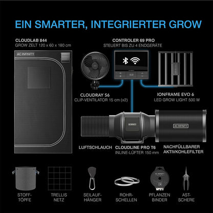 AC Infinity Advance Grow Tent Kit System PRO 120x120x200 – Complete System with WiFi Integration