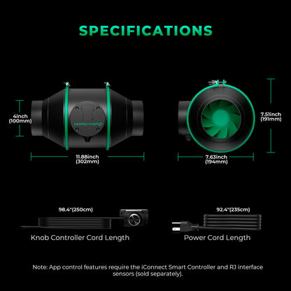 Mars Hydro iFresh 4″ (10 cm) Smart Inline-Kanalventilator