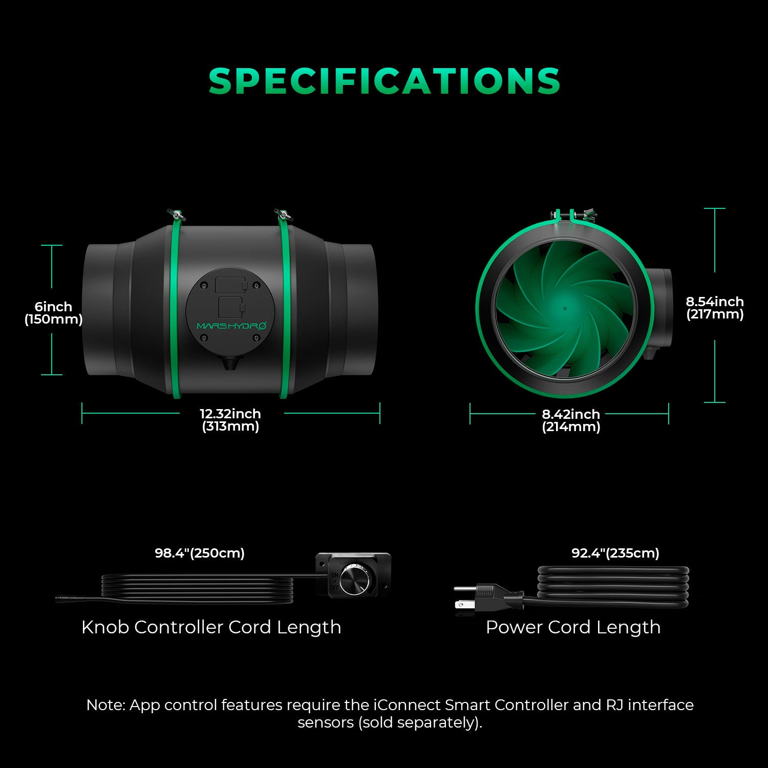 Inline ventilator met Mars Hydro kwaliteit voor hydrocultuur en kweekruimtes
