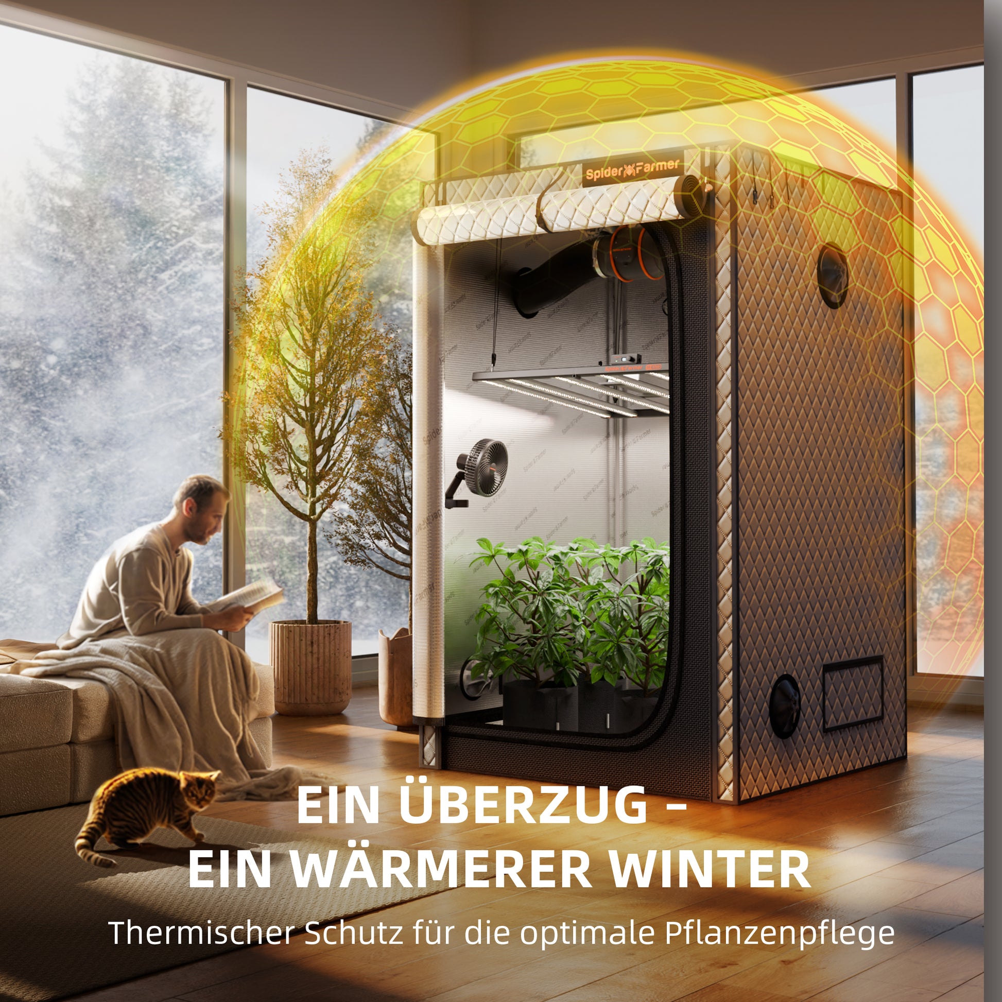 Spider Farmer 120x120 cm Grow Tent Insulation Cover for Winter – Thermal Tent Cover with 3-Layer Insulation