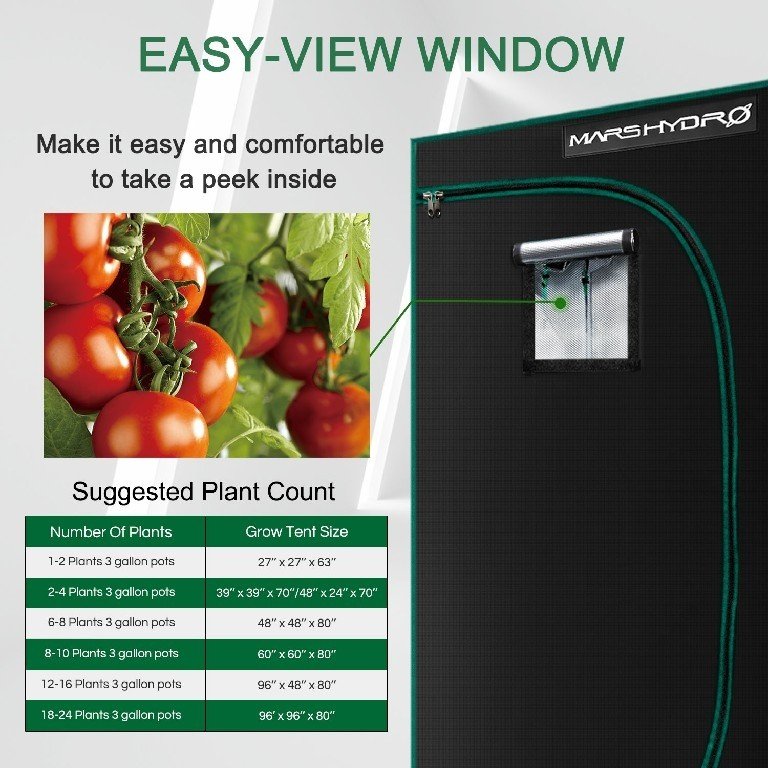 Mars Hydro 120x120x200 Grow Tent window