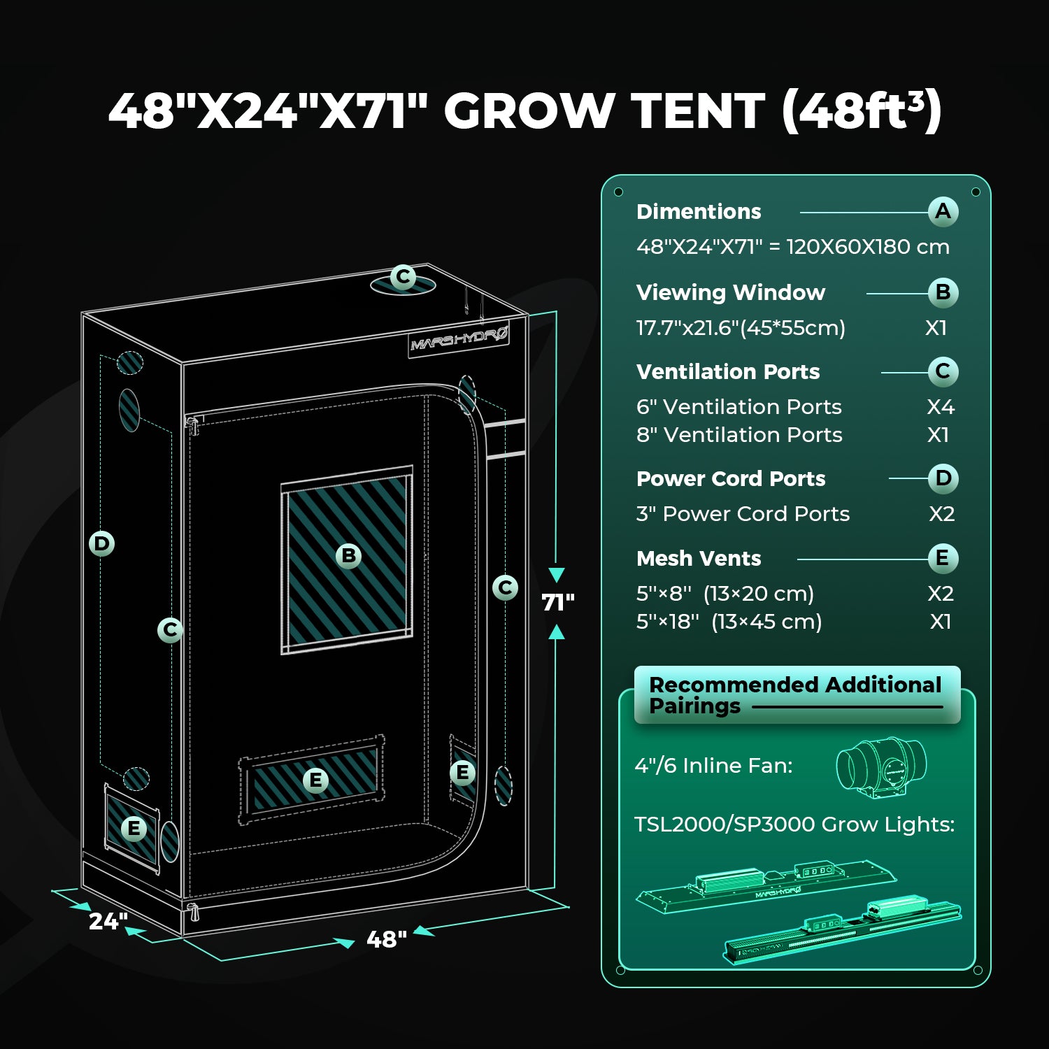 Mars Hydro Grow Tent Pro met groot kijkvenster voor plantcontrole | Mars Hydro Grow Tent Pro with large viewing window for plant monitoring | Mars Hydro Grow Tent Pro mit großem Sichtfenster zur Pflanzenkontrolle