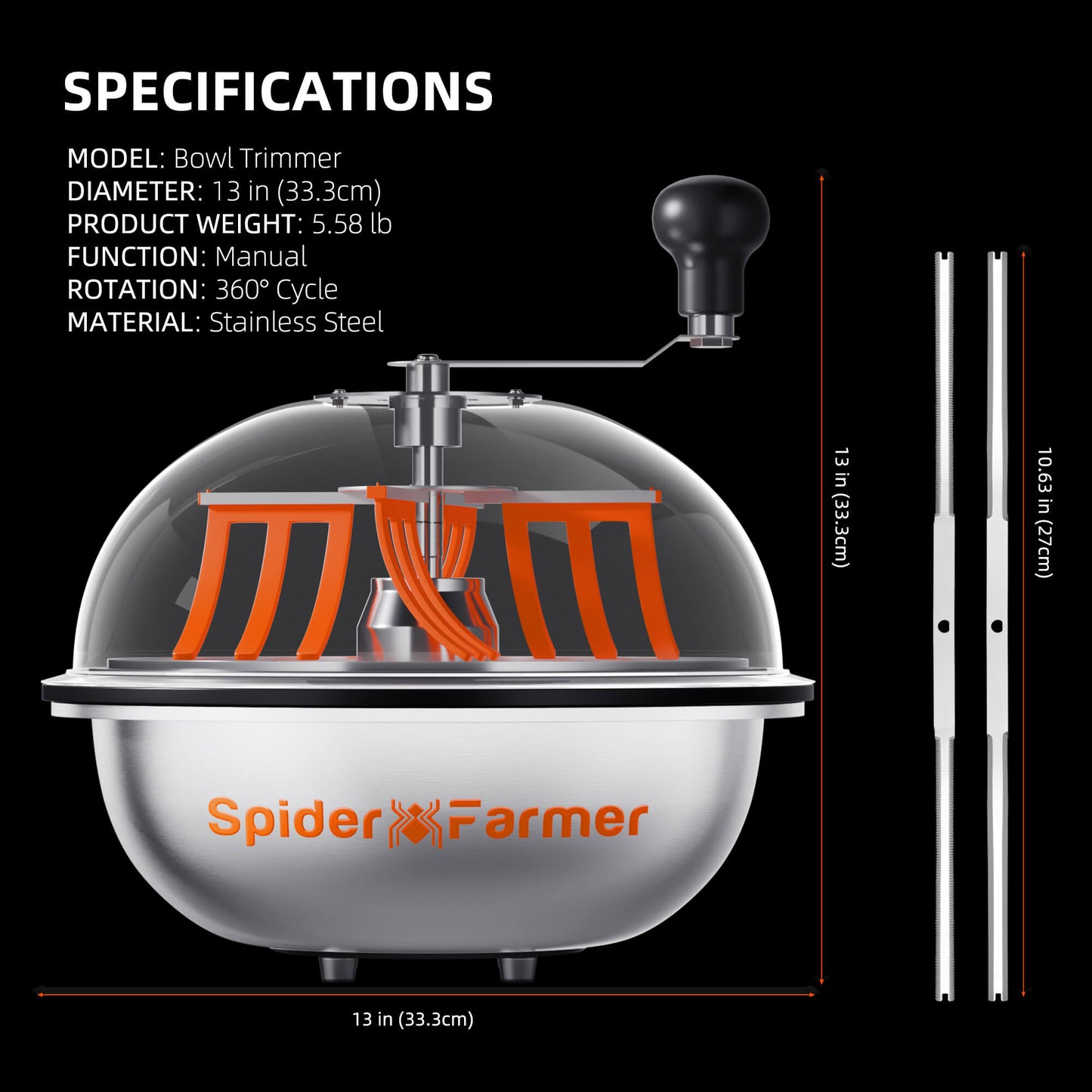 Spider Farmer 13 inch handmatige plant trimmer met verschillende messen | Spider Farmer 13 inch manual plant trimmer with multiple blades | Spider Farmer 13 Zoll manueller Pflanzentrimmer mit verschiedenen Klingen