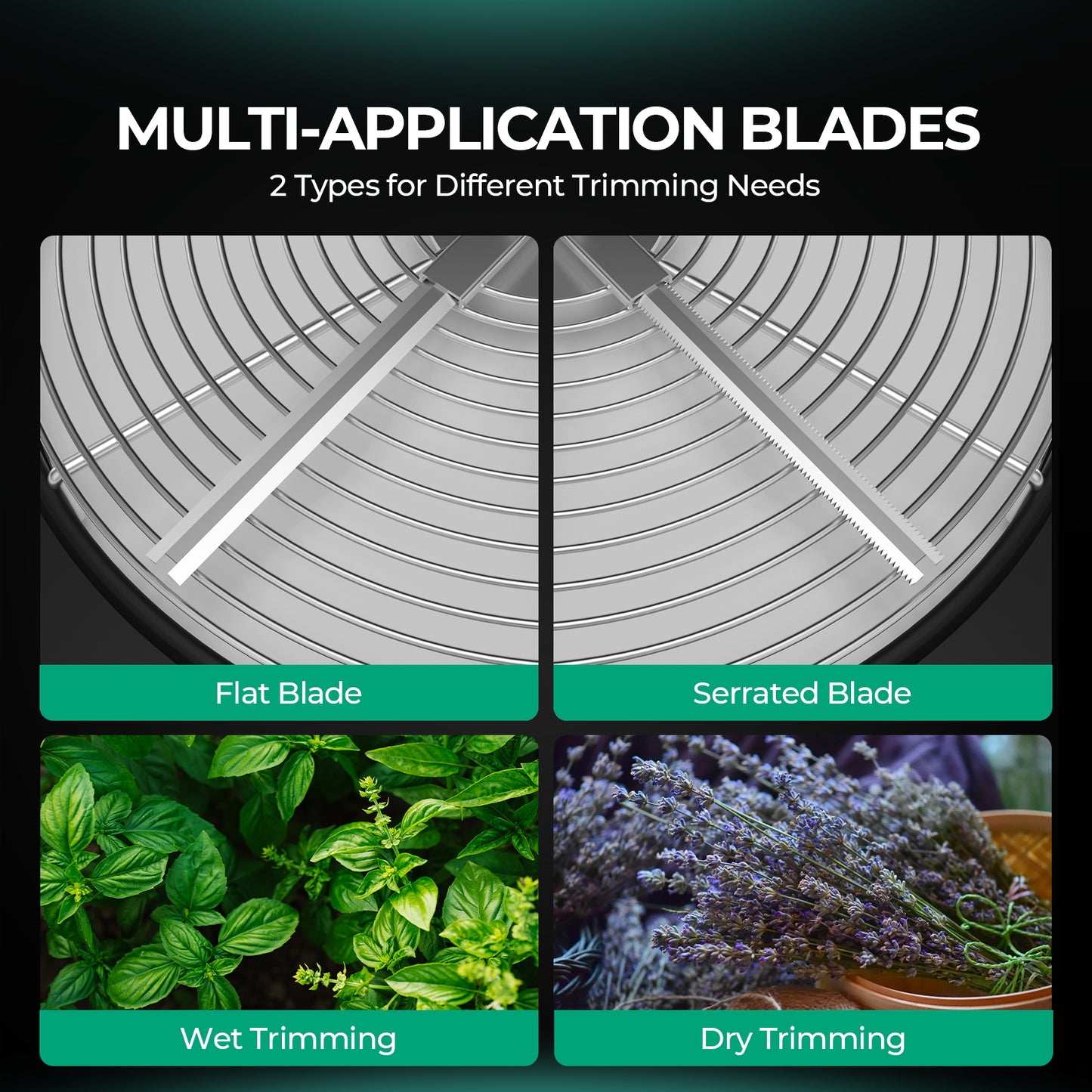 Mars Hydro oogsttrimmer met platte en kruismessen | Mars Hydro harvest trimmer with flat and cross blades | Mars Hydro Erntetrimmer mit flachen und Kreuzmessern