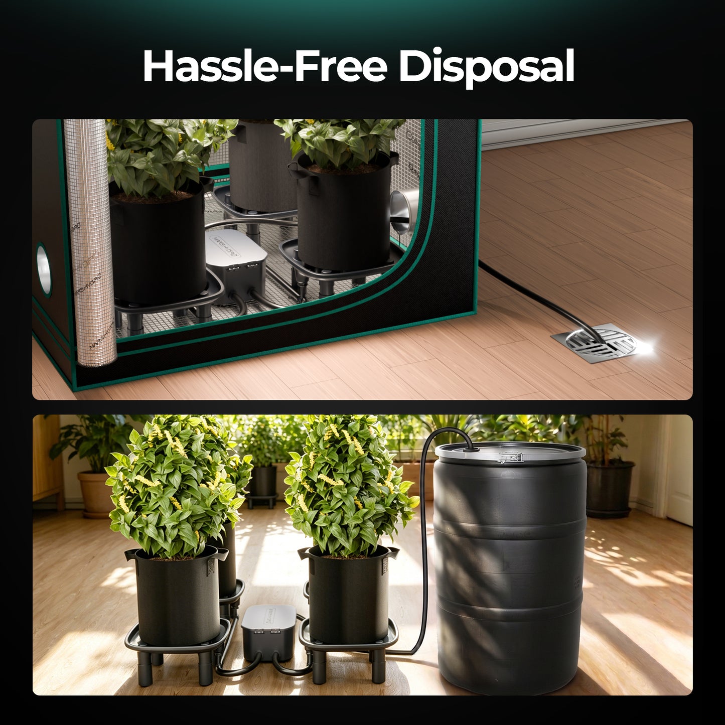 Mars Hydro automatische waterafvoer voor kweektent | Mars Hydro automatic water drainage system for grow tents | Mars Hydro automatische Wasserableitung für Growzelte