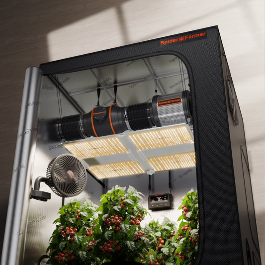 Spider Farmer SF7000 Complete Grow Tent Kit – 150×150×200 cm Tent + 650W Samsung LED + 6″ Ventilatie + Clipfan + Klimaatcontroller