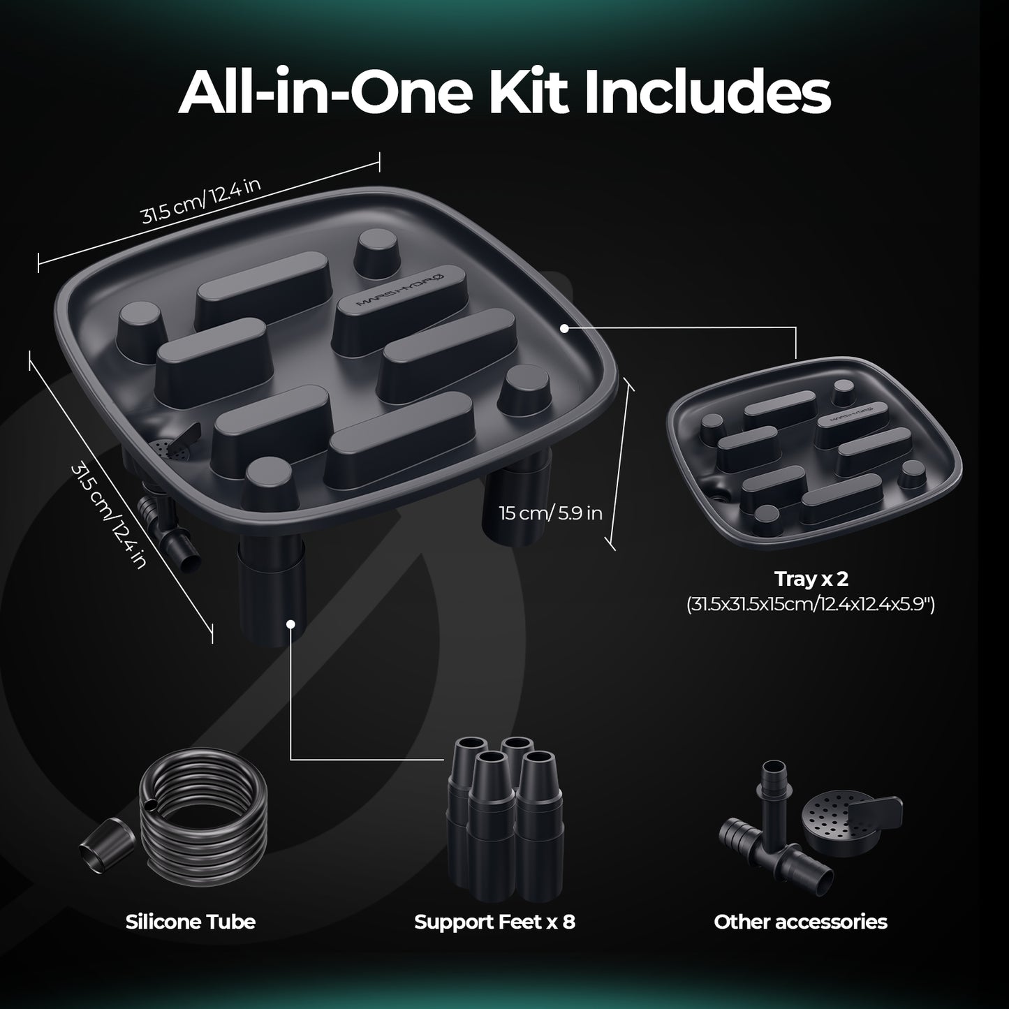 Mars Hydro 31,5×31,5 cm drainagebak met steunvoeten | Mars Hydro 31.5×31.5 cm drainage tray with support feet | Mars Hydro 31,5×31,5 cm Drainagewanne mit Standfüßen