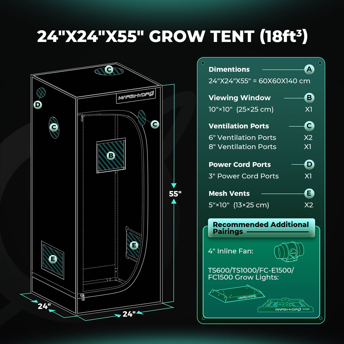 Mars Hydro 60x60x140 Growzelt