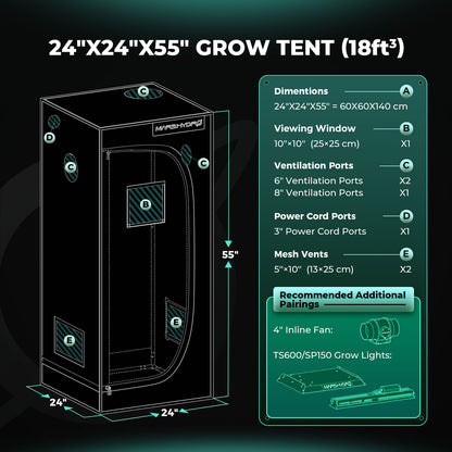 mars hydro ts600 alles-in-één kweektent kit | ts600 all-in-one grow tent kit | ts600 alles-in-einem grow zelt kit