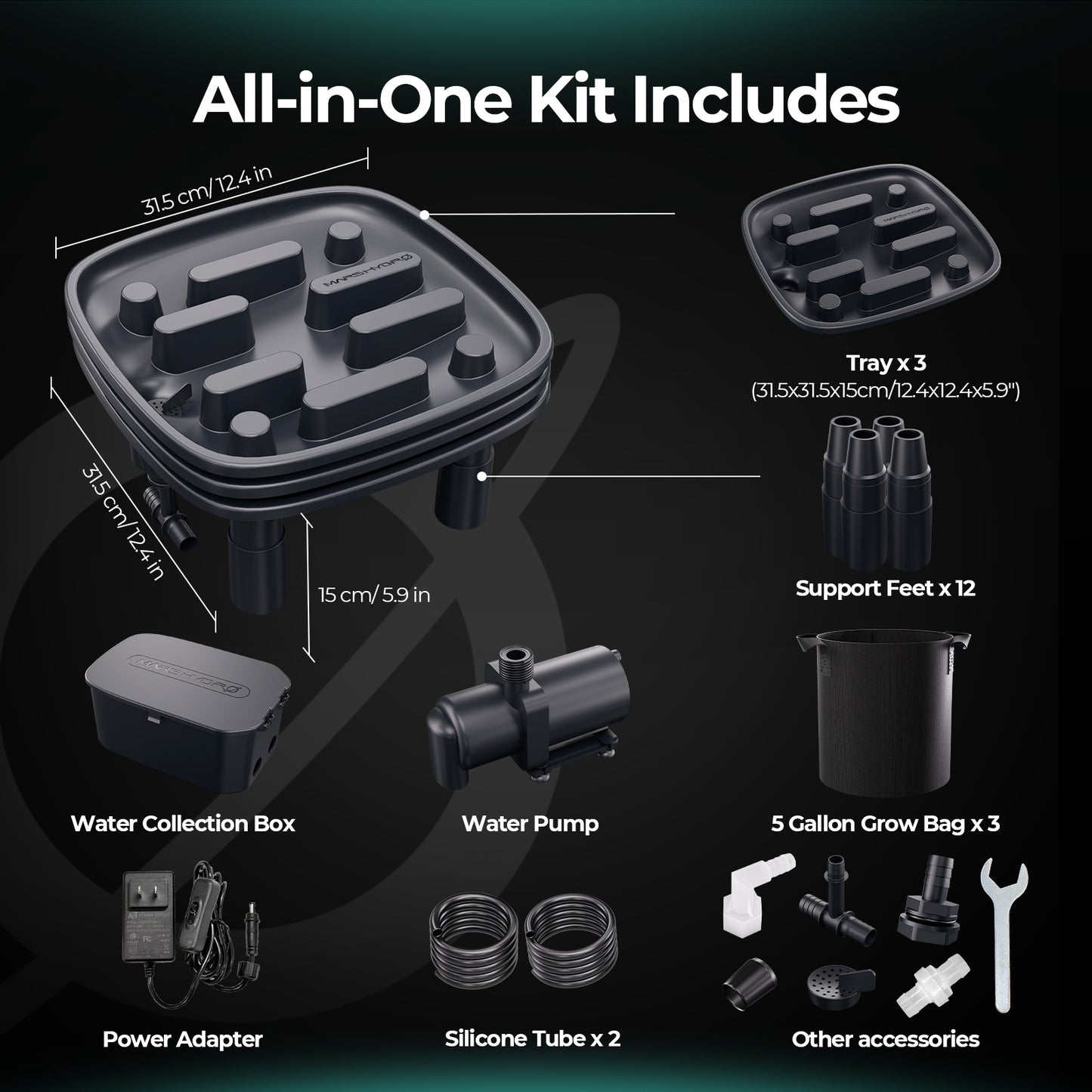 Mars Hydro 25W pomp met siliconenslangen voor drainage | Mars Hydro 25W pump with silicone tubing for drainage | Mars Hydro 25W Pumpe mit Silikonschläuchen für die Entwässerung