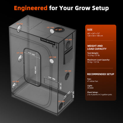 Spider Farmer Master Series kweektent met slim kabelmanagement | Spider Farmer Master Series grow tent with smart cable management | Spider Farmer Master Series Growzelt mit intelligentem Kabelmanagement