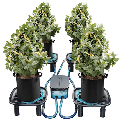Mars Hydro Automatisch Drainagesysteem 4-Pack – 25W Waterpomp, 4 Drainagebakken & 4 Kweekzakken voor Kweektent