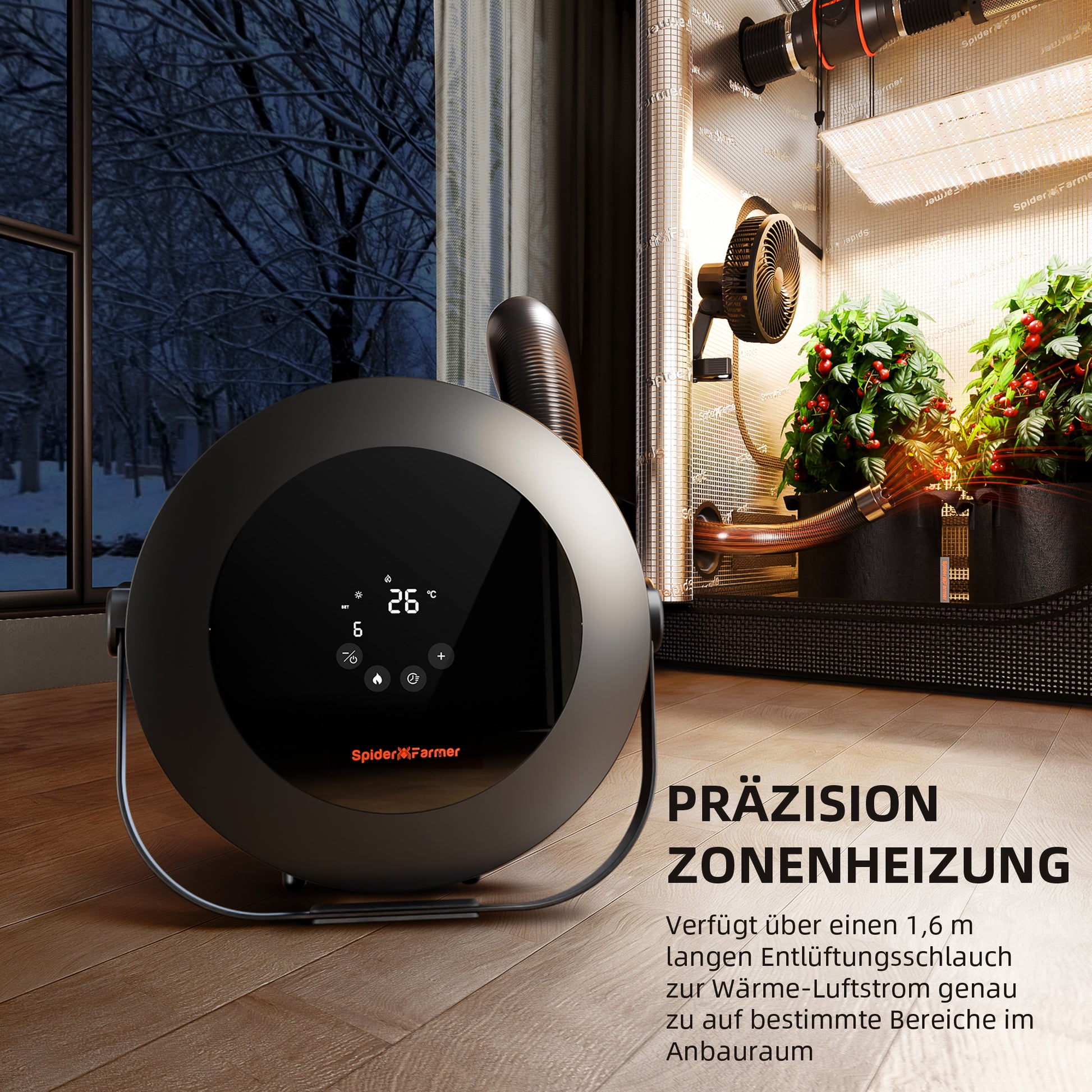 Energiezuinige PTC keramische grow tent heater | Energy-efficient PTC ceramic grow tent heater | Energieeffiziente PTC Keramik Growzelt Heizung