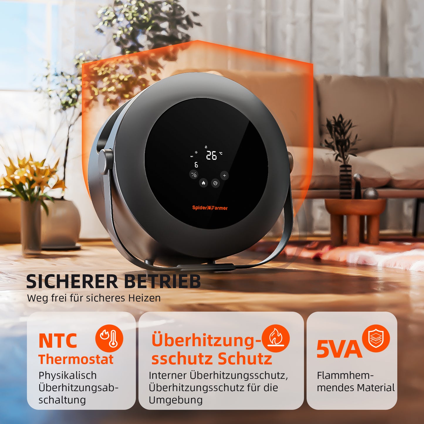 540W indoor kweektent heater met 10 verwarmingsniveaus | 540W indoor grow tent heater with 10 heating levels | 540W Indoor Growzelt Heizung mit 10 Heizstufen