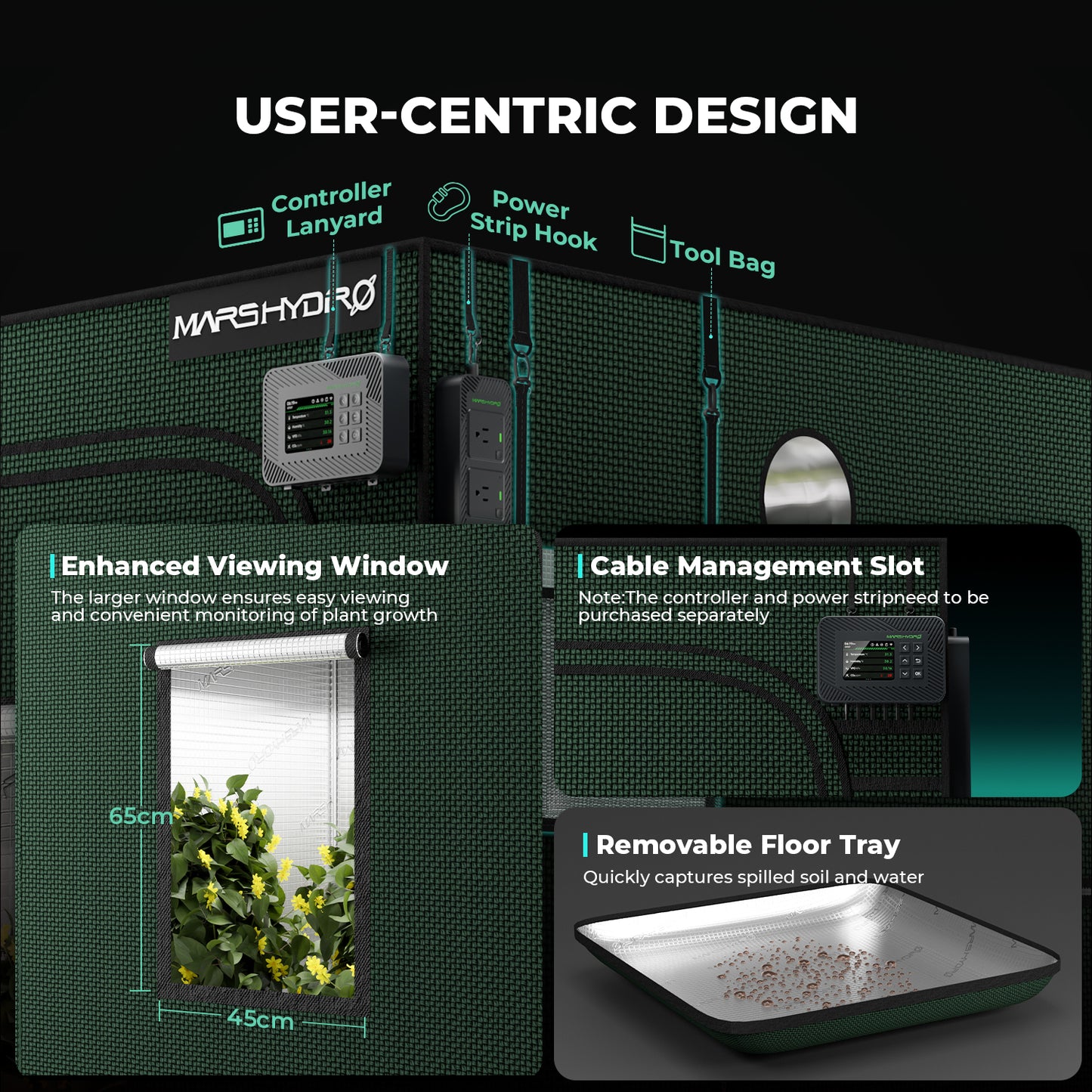 Mars Hydro Grow Tent Pro met 2000D lichtdicht tentdoek | Mars Hydro Grow Tent Pro with 2000D lightproof fabric | Mars Hydro Grow Tent Pro mit lichtdichtem 2000D Zeltstoff