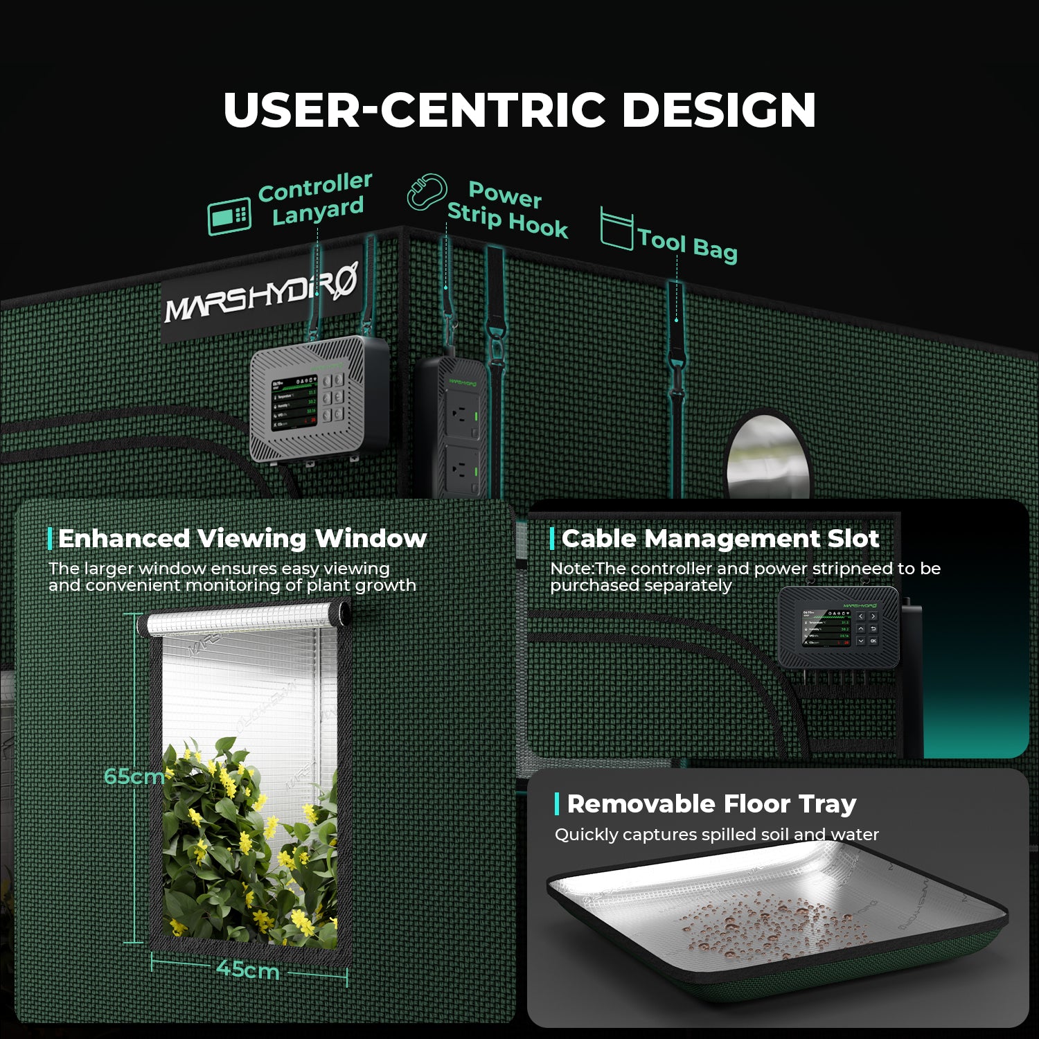Mars Hydro Grow Tent Pro met 2000D lichtdicht tentdoek | Mars Hydro Grow Tent Pro with 2000D lightproof fabric | Mars Hydro Grow Tent Pro mit lichtdichtem 2000D Zeltstoff