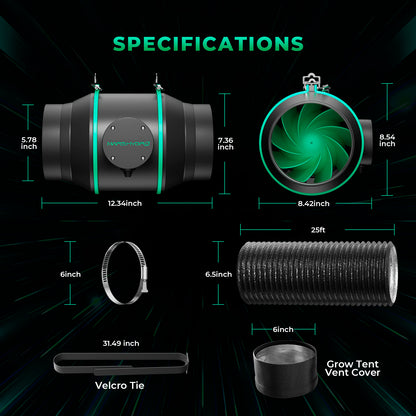 Mars Hydro FC4800 EVO Complete Grow Tent Kit – 480W Samsung LED + 120 × 120 cm Tent + 6″ Ventilation System