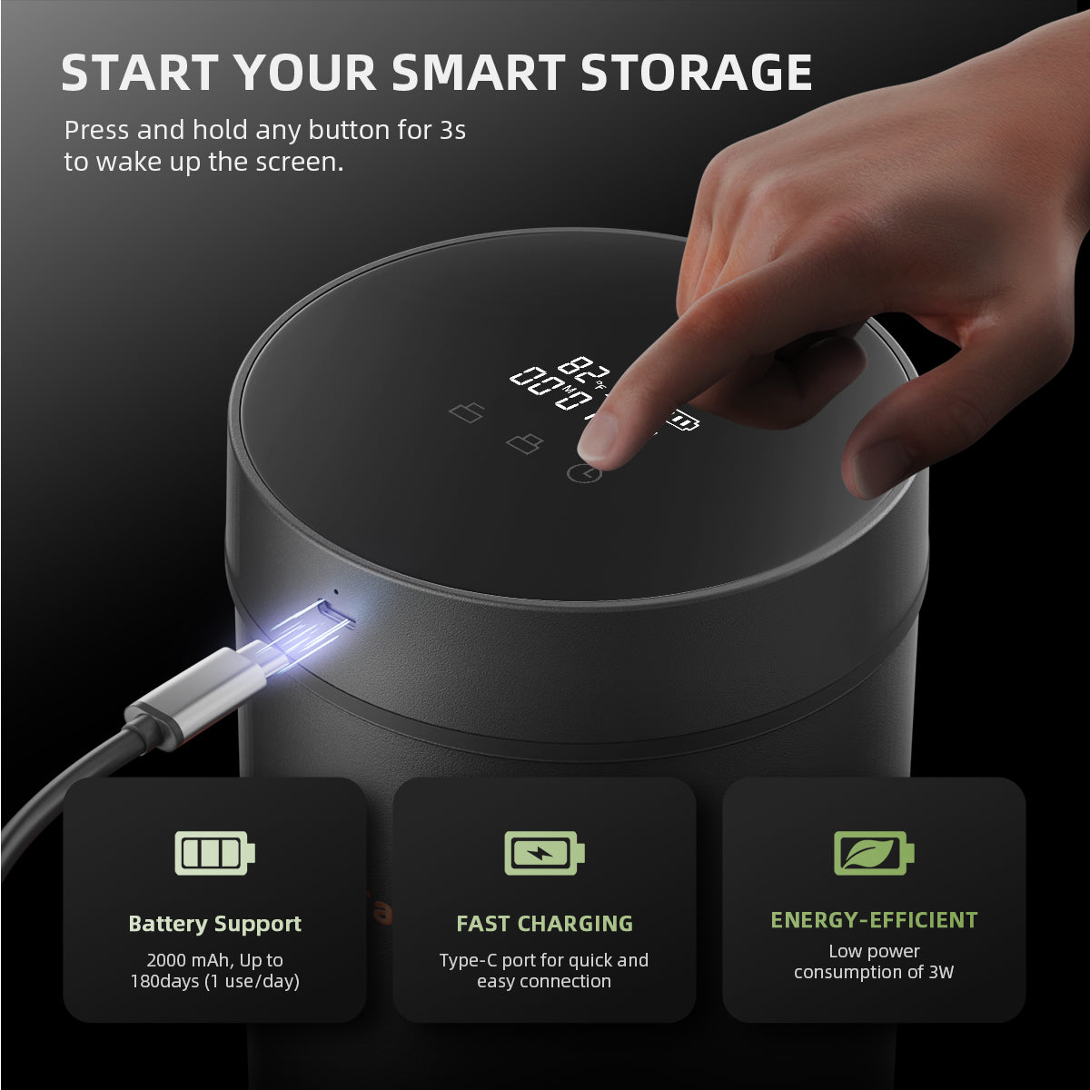 2L smart jar voor kruiden en bloemen – luchtvochtigheid 62% – Feuchtigkeit 62 Prozent Glas