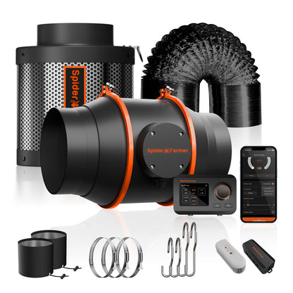 Spider Farmer 6″ ventilatie set 402 CFM met GGS Controller | Spider Farmer 6″ ventilation kit 402 CFM with GGS Controller | Spider Farmer 6″ Belüftungsset 402 CFM mit GGS Controller