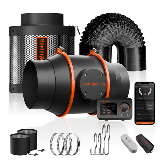 Spider Farmer 6″ ventilatie set 402 CFM met GGS Controller | Spider Farmer 6″ ventilation kit 402 CFM with GGS Controller | Spider Farmer 6″ Belüftungsset 402 CFM mit GGS Controller