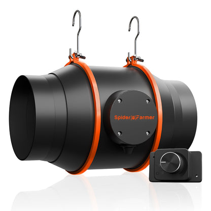 Spider Farmer 6 Inch Inline Fan 402 CFM | Quiet Grow Tent Exhaust Fan | 6 Zoll Inline Lüfter für Pflanzenräume