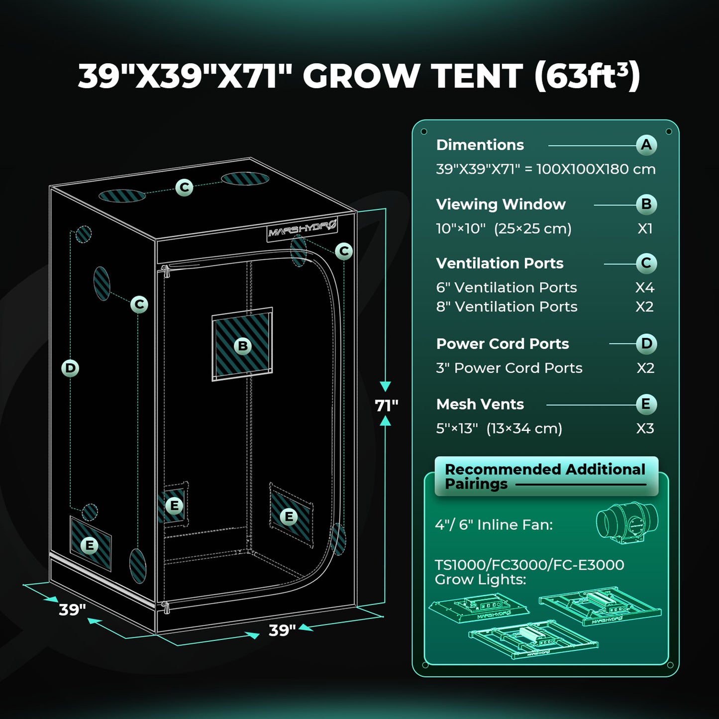 Mars Hydro Growers Kit FC 3000 EVO Full Grow 100x100x180cm mit Geschwindigkeitsregler